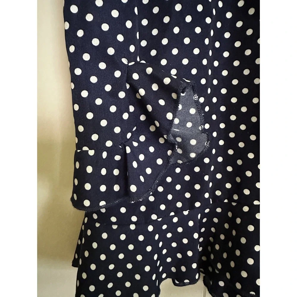 Favlux Fashion Womens Dress Navy Polka-Dots‎ Lined Romper Wrap Dress Size Medium